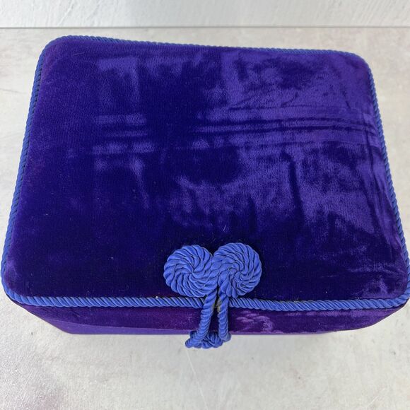 Goldsmith Vintage Velvet Holder Cobalt Blue 90s Maximalist Bold Decor - Picture 2 of 14